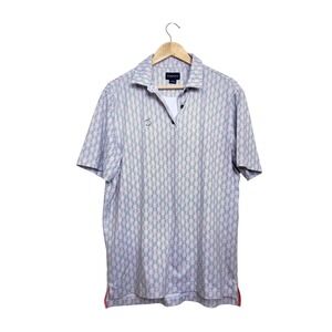 Chase 54 Mens Golf Polo‎ Shirt Medium White Grey Coral Geometric Performance
